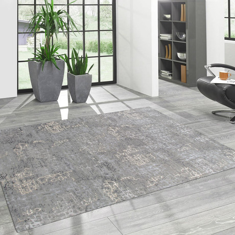 Hand-Knotted Silk + Wool Area Rug // REFLECTION-2 // Grey (10'3"L x 8'2"W)