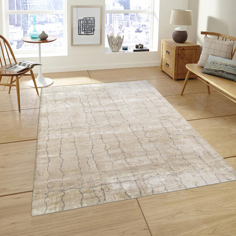 Hand-Knotted Bamboo Silk Area Rug // PA-191 // Ivory