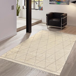 Hand-Knotted Silk + Wool Area Rug // PLW-01 // Ivory (6'L x 2'7"W)