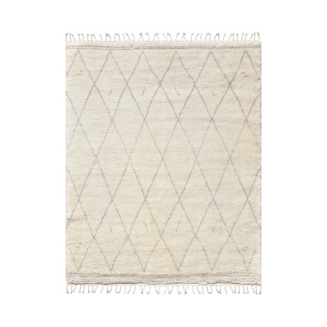 Hand-Knotted Silk + Wool Area Rug // PLW-01 // Ivory (6'L x 2'7"W)