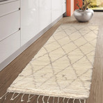 Hand-Knotted Silk + Wool Area Rug // PLW-01 // Ivory (6'L x 2'7"W)