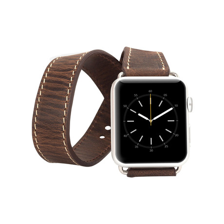 Double Tour Genuine Leather Band // Apple Watch 38mm (Rustic Brown Leather)