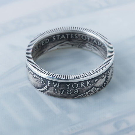 90% Silver Quarter Coin Ring // New York (Size 5)