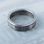 90% Silver Quarter Coin Ring // Illinois (Size 5)