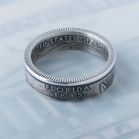 90% Silver Quarter Coin Ring // Florida (Size 5)