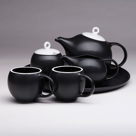 EVA 6 Piece Tea Set (White Porcelain)