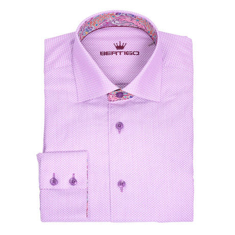 Villa Button-Up Shirt // Solid Pink Textered Fabric (S)