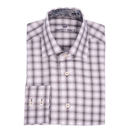 Bertigo // Roy Button-Up Shirt // Grey Plaid Jacquard (3XL)