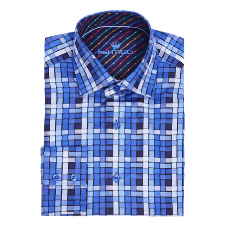 Primo Button-Up Shirt // Navy Blue Check (S)