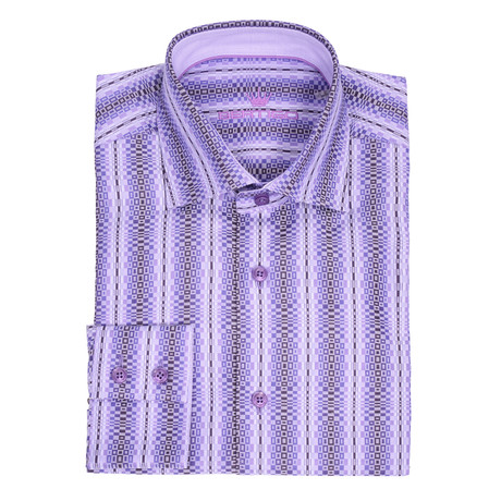 Pato Button-Up Shirt // Purple Stripe Jacquard (S)