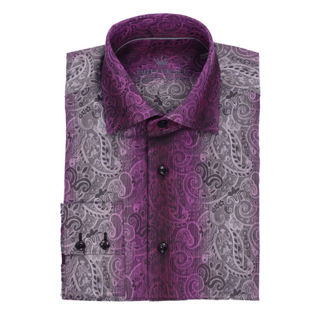 Kopel Paisley Button-Up Shirt // Purple Masterpiece Jacquard (S)