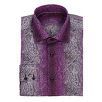 Kopel Paisley Button-Up Shirt // Purple Masterpiece Jacquard (L)