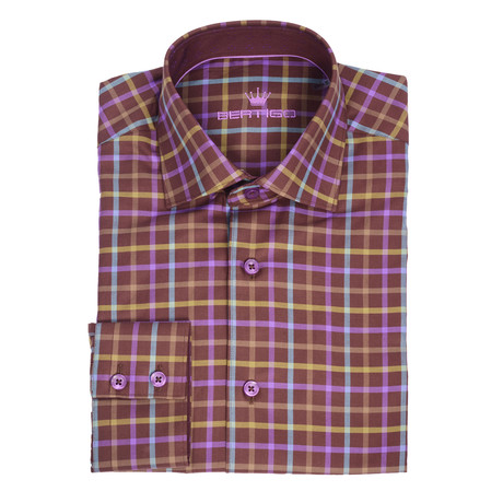 Jordan Button-Up Shirt // Brown Plaid Stripe (S)