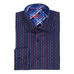 Gabbie Button-Up Shirt // Navy Blue Multicolor Stripe (S)