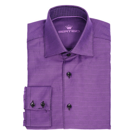 Iniesta Twill Button-Up Shirt // Purple (S)