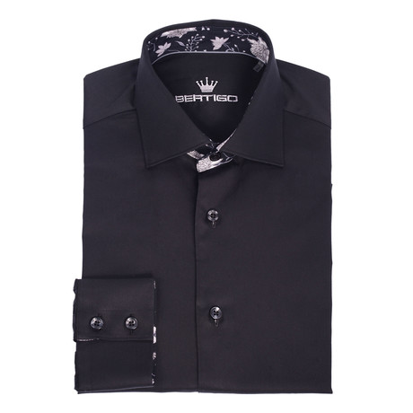 Matt Twill Button-Up Shirt // Black Paisley Trim (S)