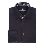 Matt Twill Button-Up Shirt // Black Paisley Trim (XL)