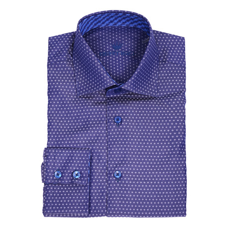 Riva Button-Up Shirt // Navy Blue Dobby (S)