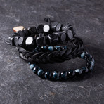 Square Bead Bracelet Set // Black