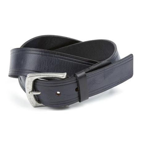 Embossed Edge Leather Belt // Black (Waist 32)