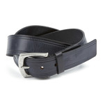 Embossed Edge Leather Belt // Black (Waist 32)