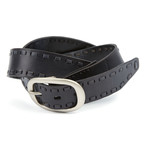 Lace Edge Leather Belt // Black (Waist 32)