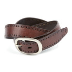 Lace Edge Leather Belt // Brown (Waist 32)