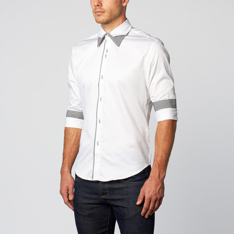 Black Ice // Button-Down Shirt // White + Black (S)