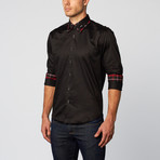 Black Ice // Button-Down Shirt with Contrast Accent // Black (2XL)