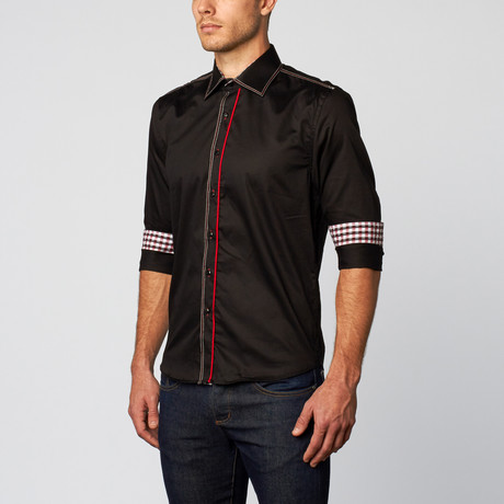 Black Ice // Button-Down Shirt // Black + Red (S)