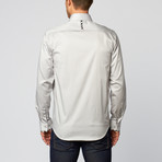 Palenzo // Button Down Shirt with Contrast Collar // Silver (S)