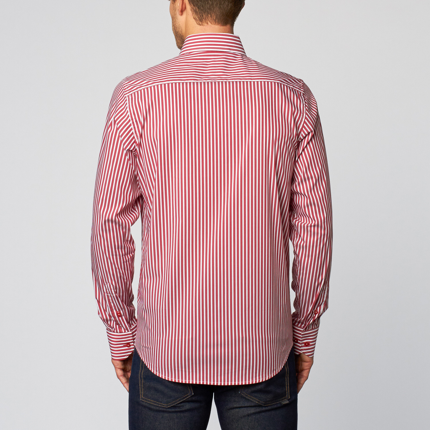 Palenzo // Striped Button Down Shirt // Red + White (S) - Exceptional