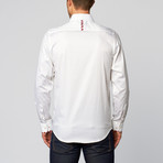 Palenzo // Button Down Shirt with Contrast Collar // White (M)