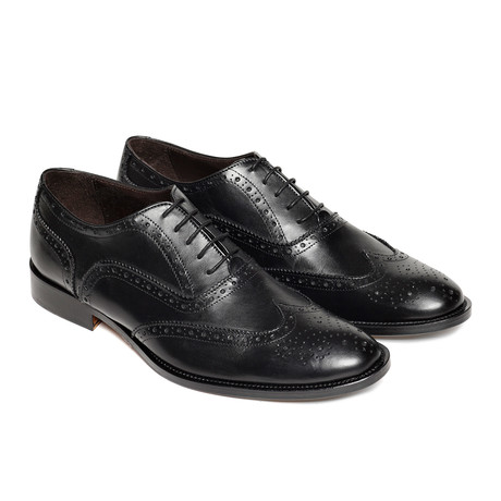 Leather Wing Cap Oxford // Black (Euro: 40)