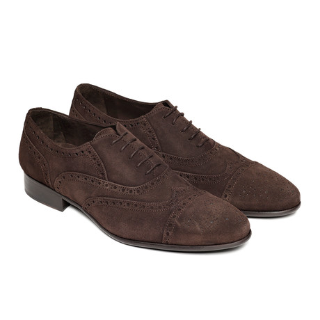 Suede Wing Cap Oxford // Dark Brown (Euro: 40)