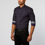 Button-Up Shirt // Purple + Black Pattern (S)