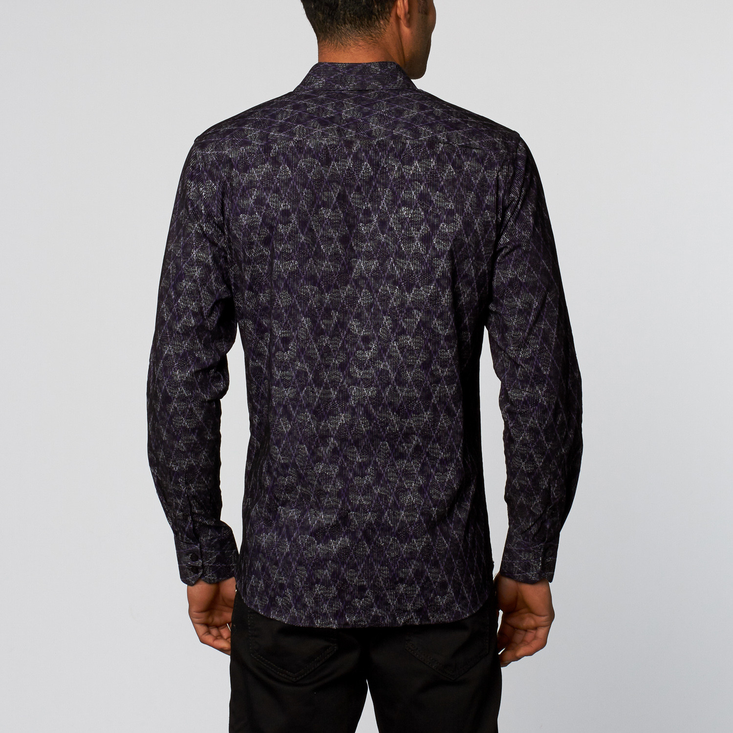 Button-Up Shirt // Purple + Black Pattern (S) - Platini Jeans - Touch ...
