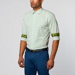 Button-Up Shirt // Light Green Pattern (S)