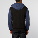 Hooded Jacket // Navy Blue + Grey (S)