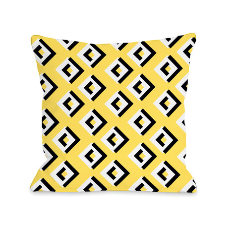 Lisa Geometric Pillow // Yellow + Black + White // 18" x 18" (Fleece)