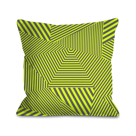 Edie Stripe Pillow // Gray + Yellow // 18" x 18" (Fleece)