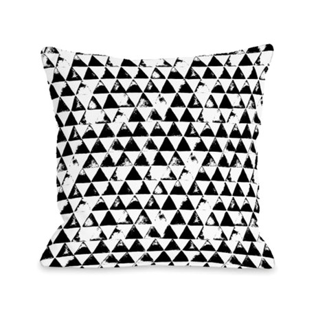 Distressed Triangles Pillow // Black + White (16"L x 16"W x 3"H)
