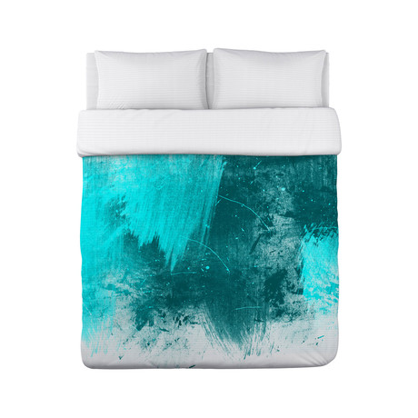 Beautiful Mess Duvet Cover // White + Turquoise (King)
