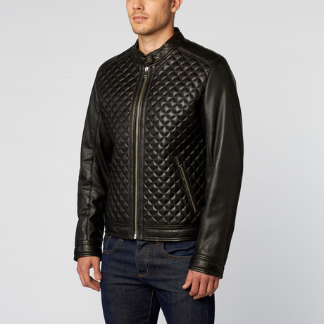 Installer Lamb Leather Quilted Motorcycle Jacket // Black (S)