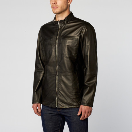 Hudson Reversible Lamb Leather Jacket // Black + Ash (S)