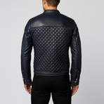 Installer Lamb Leather Quilted Motorcycle Jacket // Navy (2XL)