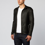 T&A Showroom // Win Lamb Leather + Mesh Strip Jacket // Black (L)