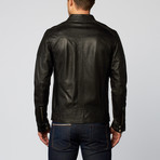 Aaron Classic Leather Biker Jacket // Black (L)