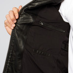 Aaron Classic Leather Biker Jacket // Black (S)