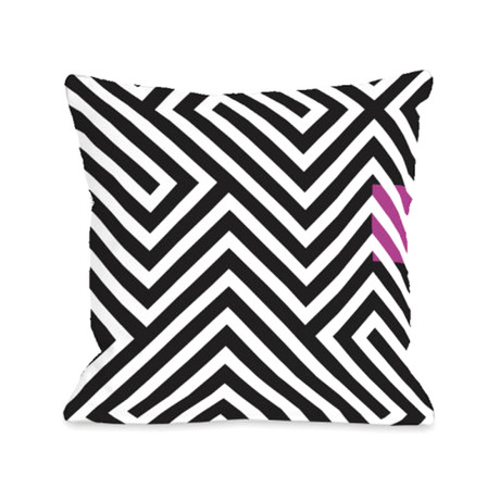 Stassi Geometric Pillow // Black + White + Pink // 18" x 18" (Fleece)